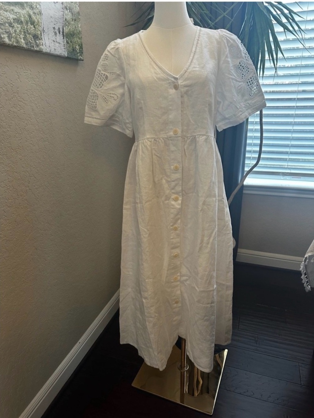 Madewell White Eyelet Short-Sleeve Maxi Dress